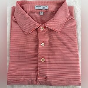 Peter Millar Men's Polo in Red and White Stripes